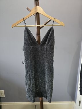 BOGO! Forever 21 Black Sparkle V-Neck Mini Dress